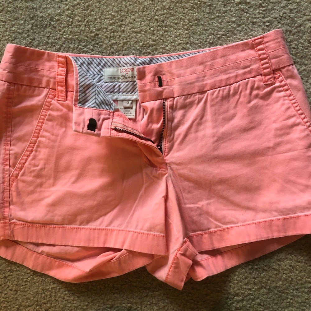 Bright coral/neon orange J.Crew Chino shorts